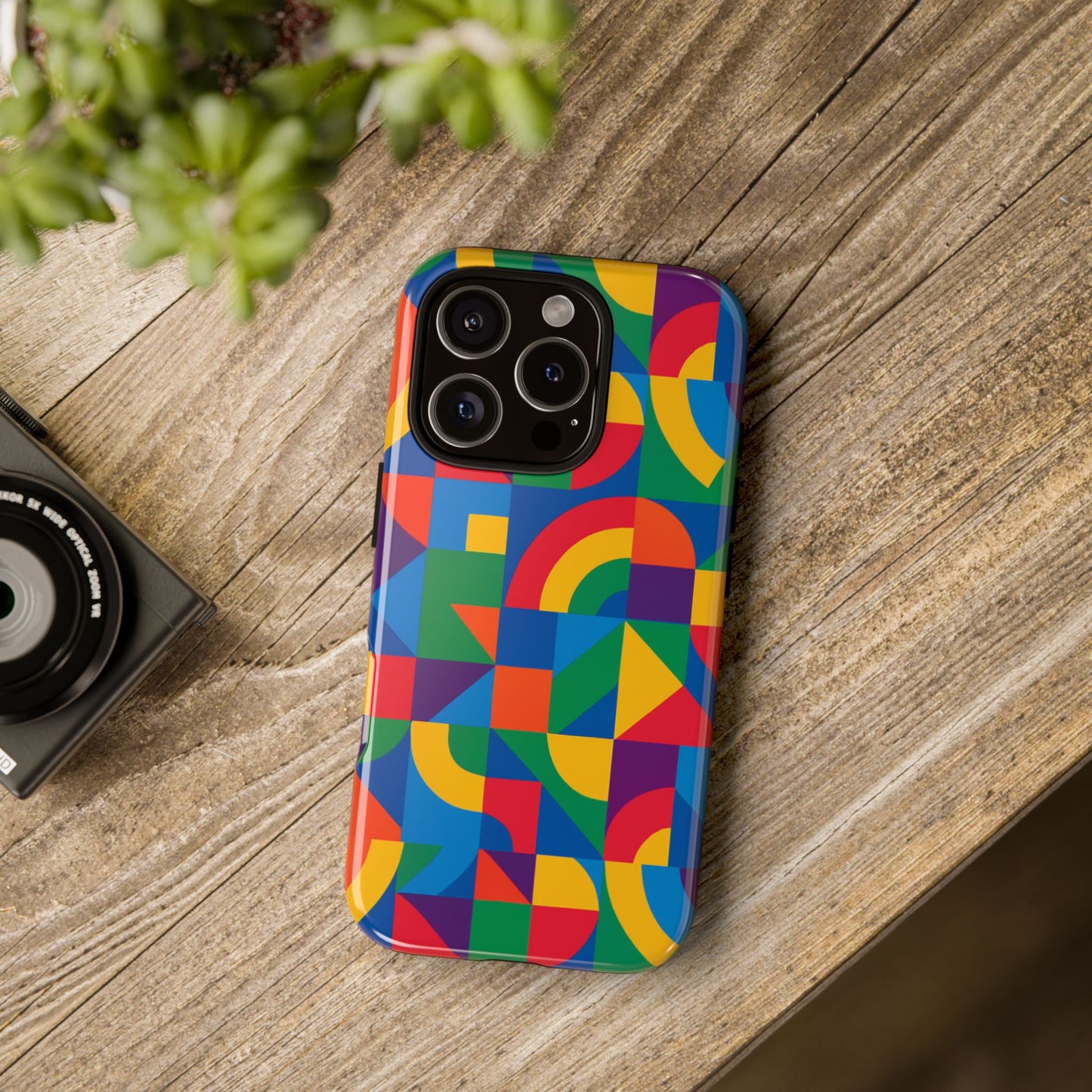 vibrant 3d geometric phone case with bold design stylish protection accessory compatible with iphone 13, 14, 15 & 16 – all models including pro, pro max & plus