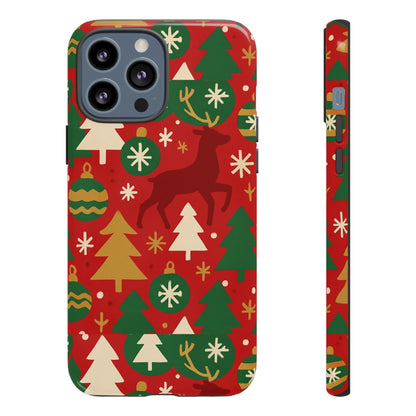 Vibrant Red Christmas Phone Case with Festive 3D Design for Stylish Protection Compatible with iPhone 13, 14, 15 & 16 – all models including Pro, Pro Max & Plus