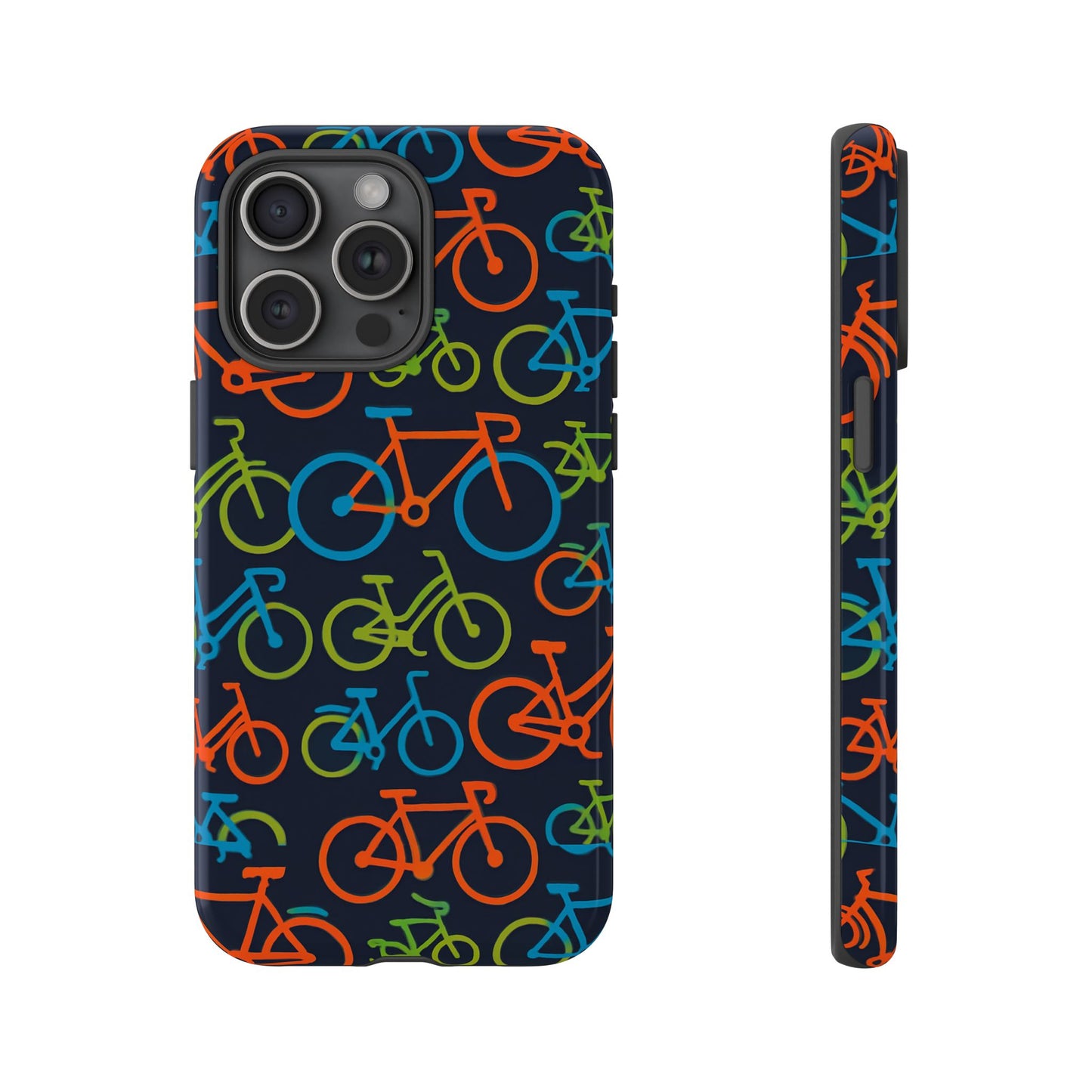 multicolour bicycle print protective phone case for smartphones – vibrant style and trendy accessory compatible with iphone 13, 14, 15 & 16 – all models including pro, pro max & plus