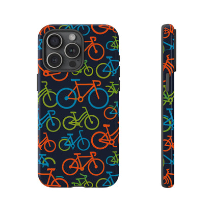Multicolour Bicycle Print Protective Phone Case for Smartphones – Vibrant Style and Trendy Accessory Compatible with iPhone 13, 14, 15 & 16 – all models including Pro, Pro Max & Plus