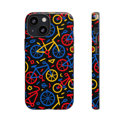 Multicolour 3D Bicycle Phone Case with Retro Design for Stylish Protection Compatible with iPhone 13, 14, 15 & 16 – all models including Pro, Pro Max & Plus