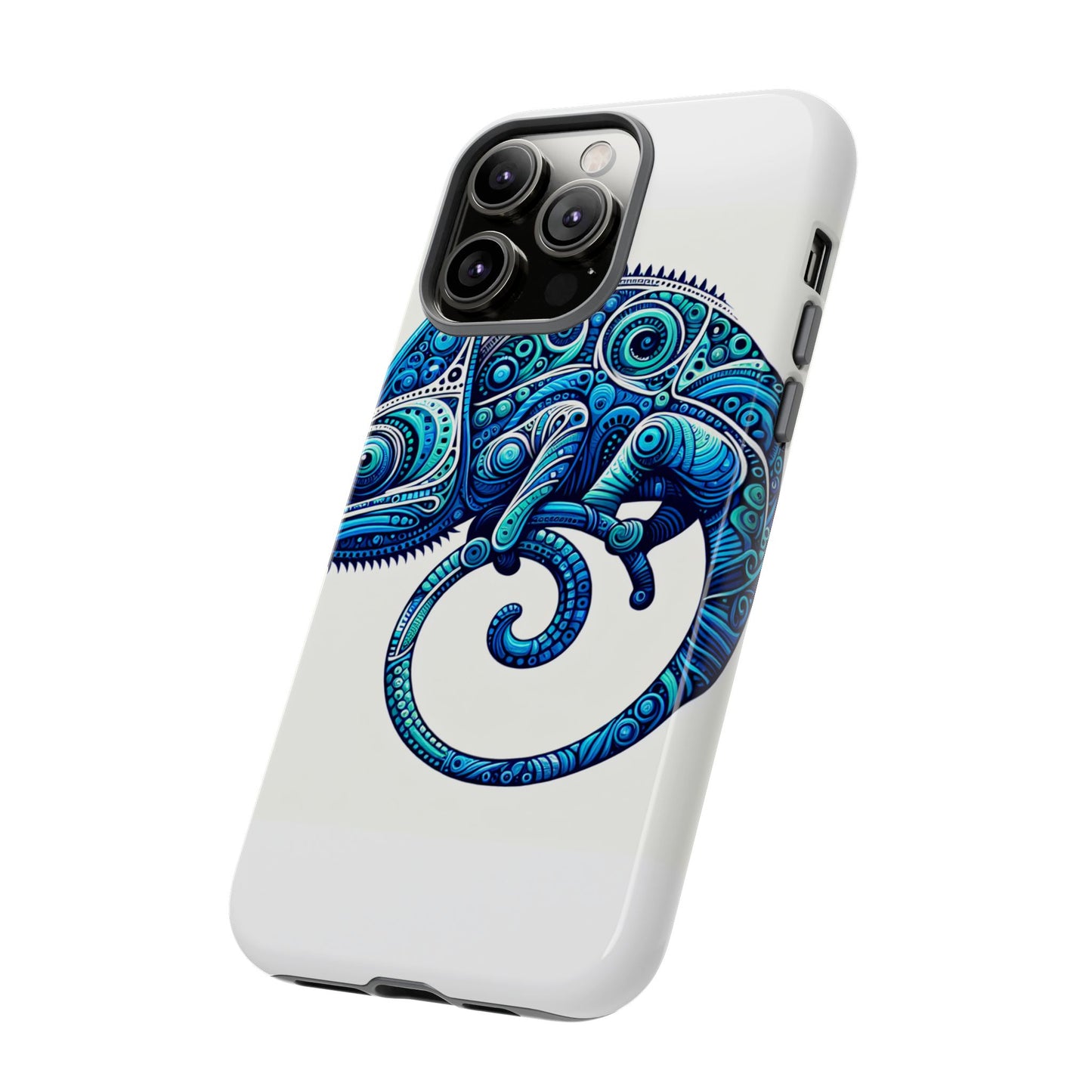 vibrant 3d wrap protective phone case with blue chameleon design, creative accessory for unique style, compatible with iphone 13, 14, 15 & 16 – all models including pro, pro max & plus