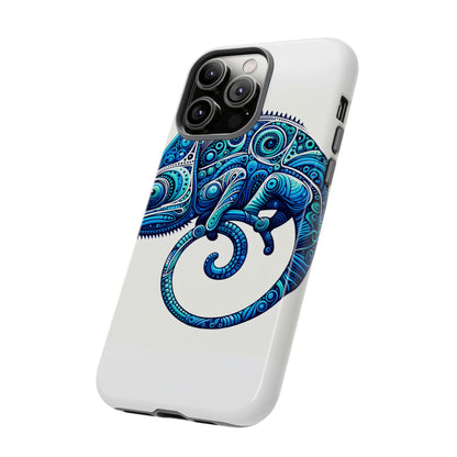 Vibrant 3D Wrap Protective Phone Case with Blue Chameleon Design, Creative Accessory for Unique Style, Compatible with iPhone 13, 14, 15 & 16 – all models including Pro, Pro Max & Plus