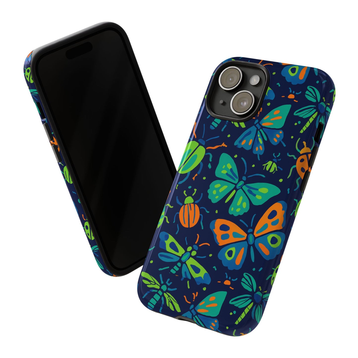 vibrant insect pattern protective phone case for stylish protection – multicolour 3d design compatible with iphone 13, 14, 15 & 16 – all models including pro, pro max & plus