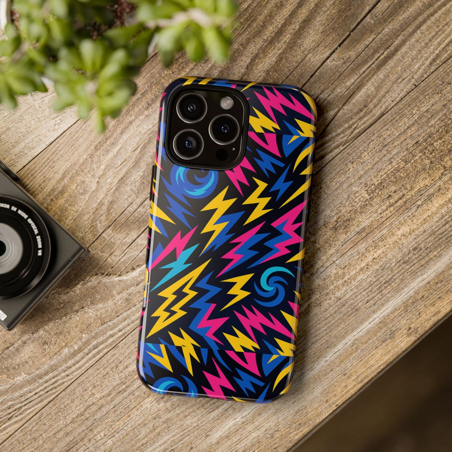 vibrant lightning bolt protective phone case with 3d wrap design for trendy aesthetic accessories compatible with iphone 13, 14, 15 & 16 – all models including pro, pro max & plus