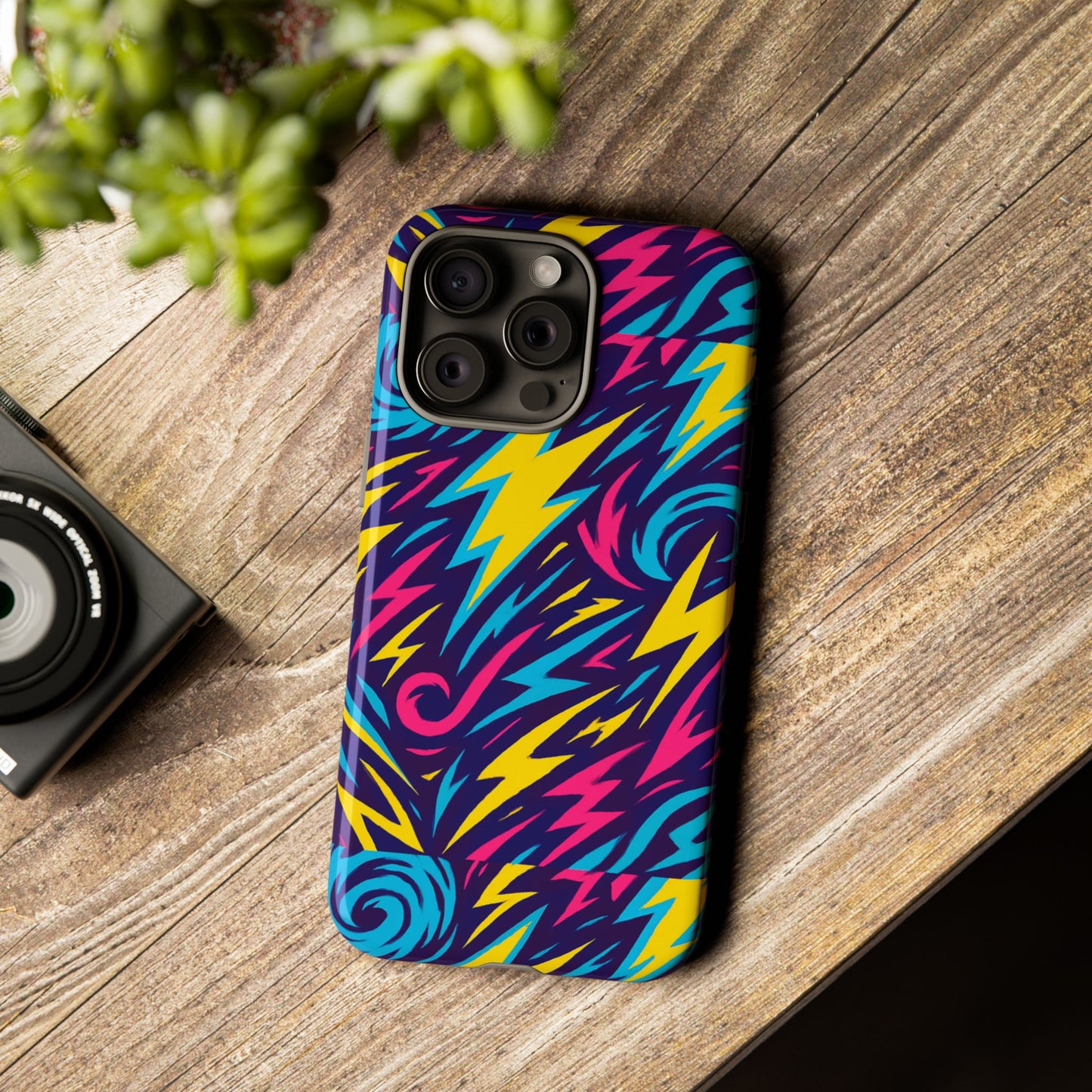 vibrant retro lightning bolt protective phone case with 3d design for fashion lovers compatible with iphone 13, 14, 15 & 16 – all models including pro, pro max & plus