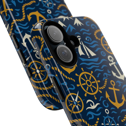 Vibrant Nautical Blue Phone Case with 3D Anchor Design for Stylish Protection Compatible with iPhone 13, 14, 15 & 16 – all models including Pro, Pro Max & Plus