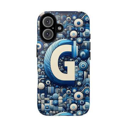 Blue Alphabet G Phone Case for iPhone and Android Shockproof Protective Cover with 3D Wrap Design and UV Protection