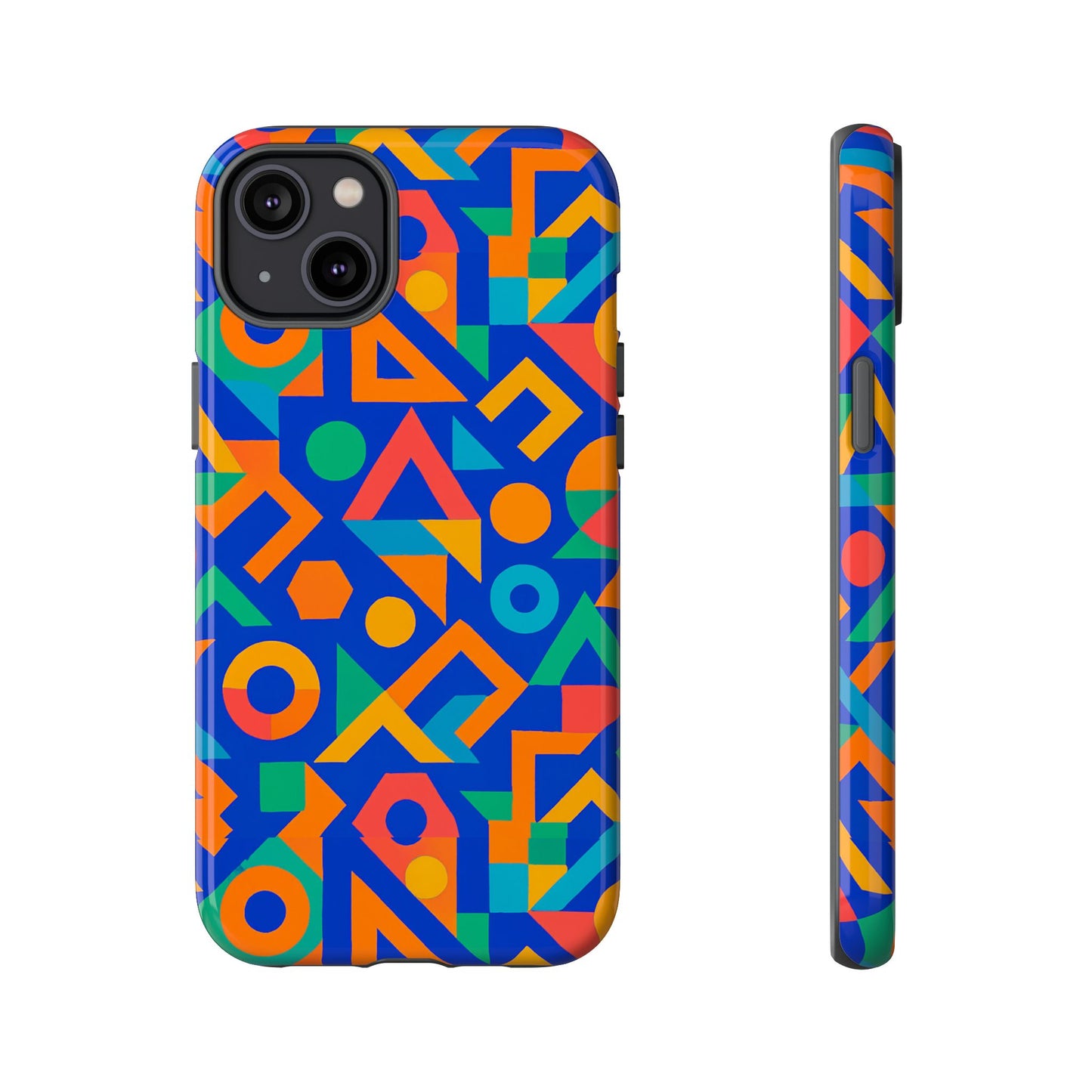 multicolour geometric 3d wrap protective phone case – vibrant accessory for creative individuals compatible with iphone 13, 14, 15 & 16 – all models including pro, pro max & plus
