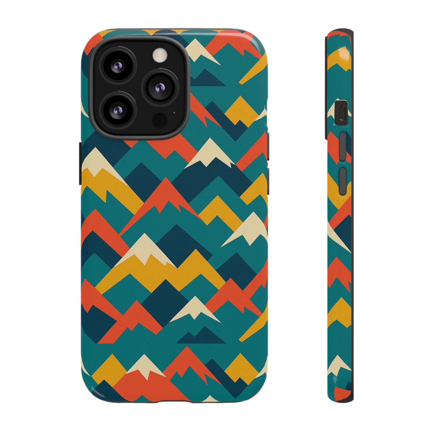 vibrant mountain pattern 3d wrap protective phone case stylish accessory for men and women compatible with iphone 13, 14, 15 & 16 – all models including pro, pro max & plus