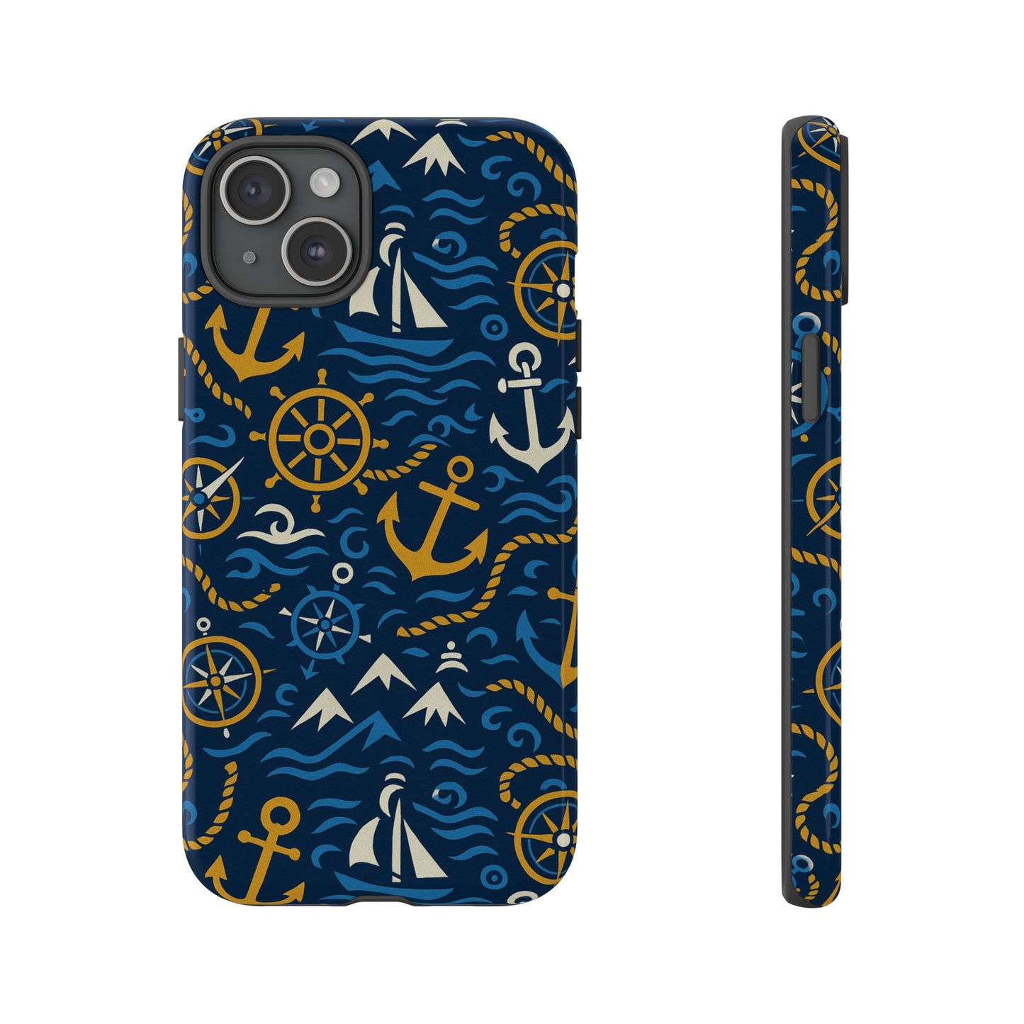 vibrant nautical blue phone case with 3d anchor design for stylish protection compatible with iphone 13, 14, 15 & 16 – all models including pro, pro max & plus