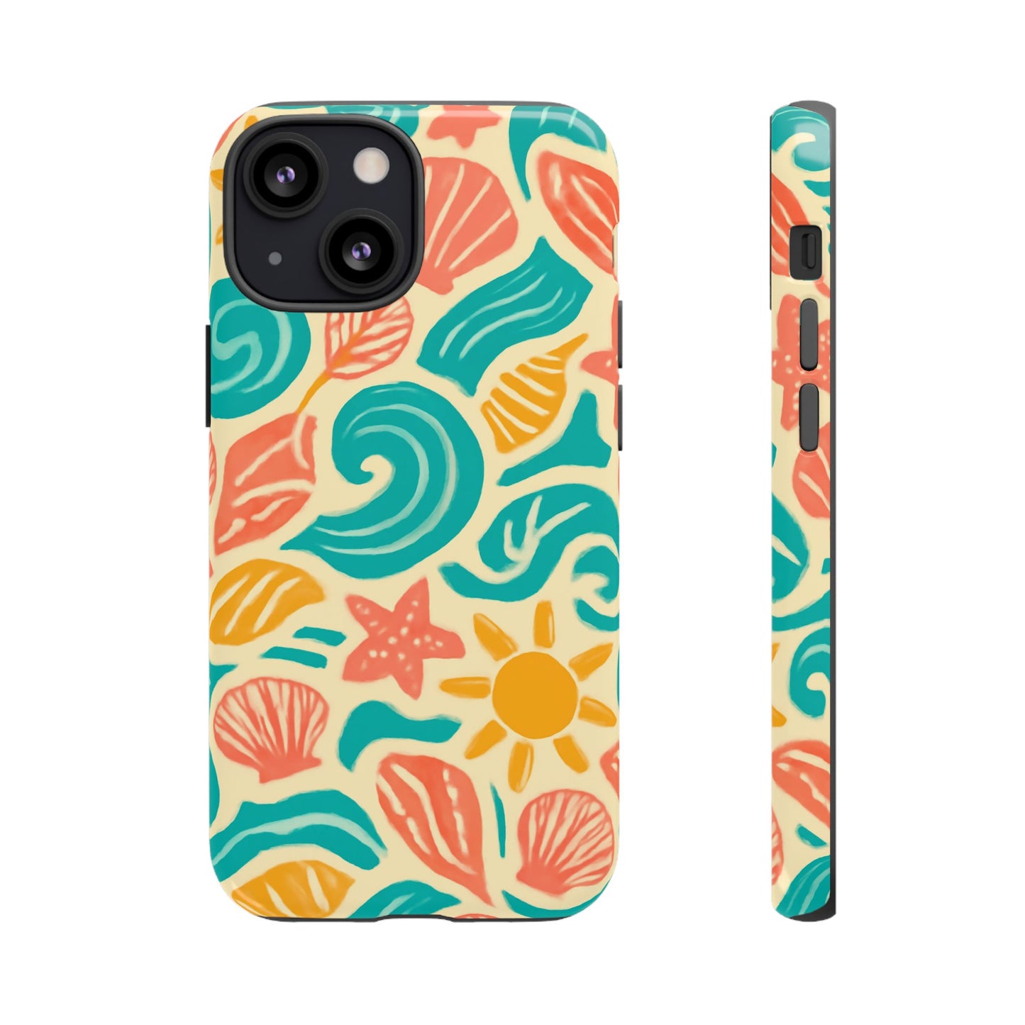 vibrant beach style protective phone case with 3d wrap design for stylish protection – compatible with iphone 13, 14, 15 & 16 – all models including pro, pro max & plus