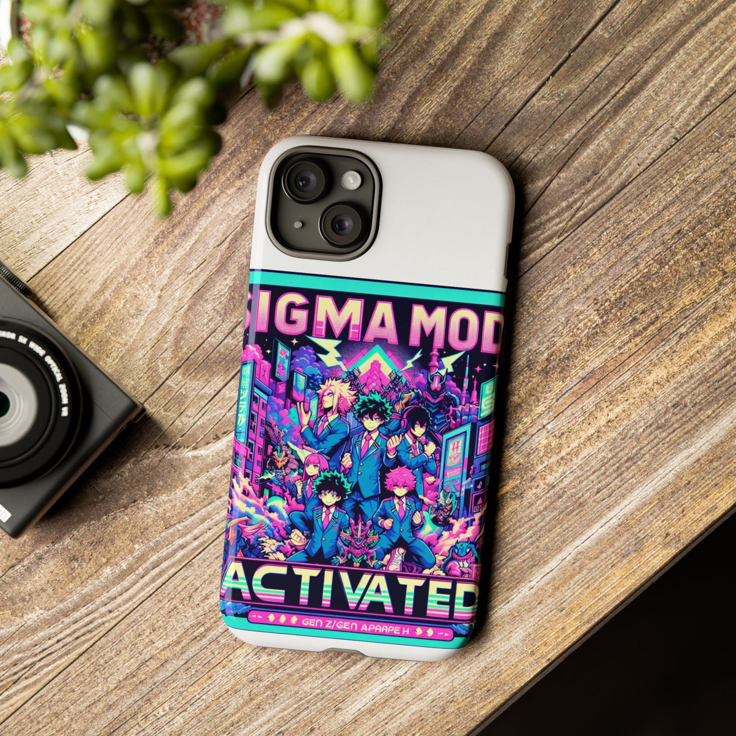 sigma mode activated vibrant protective phone case for anime and comic lovers, shock absorbing tpu silicone, 3d wrap design, uv protected, glossy or matte finish