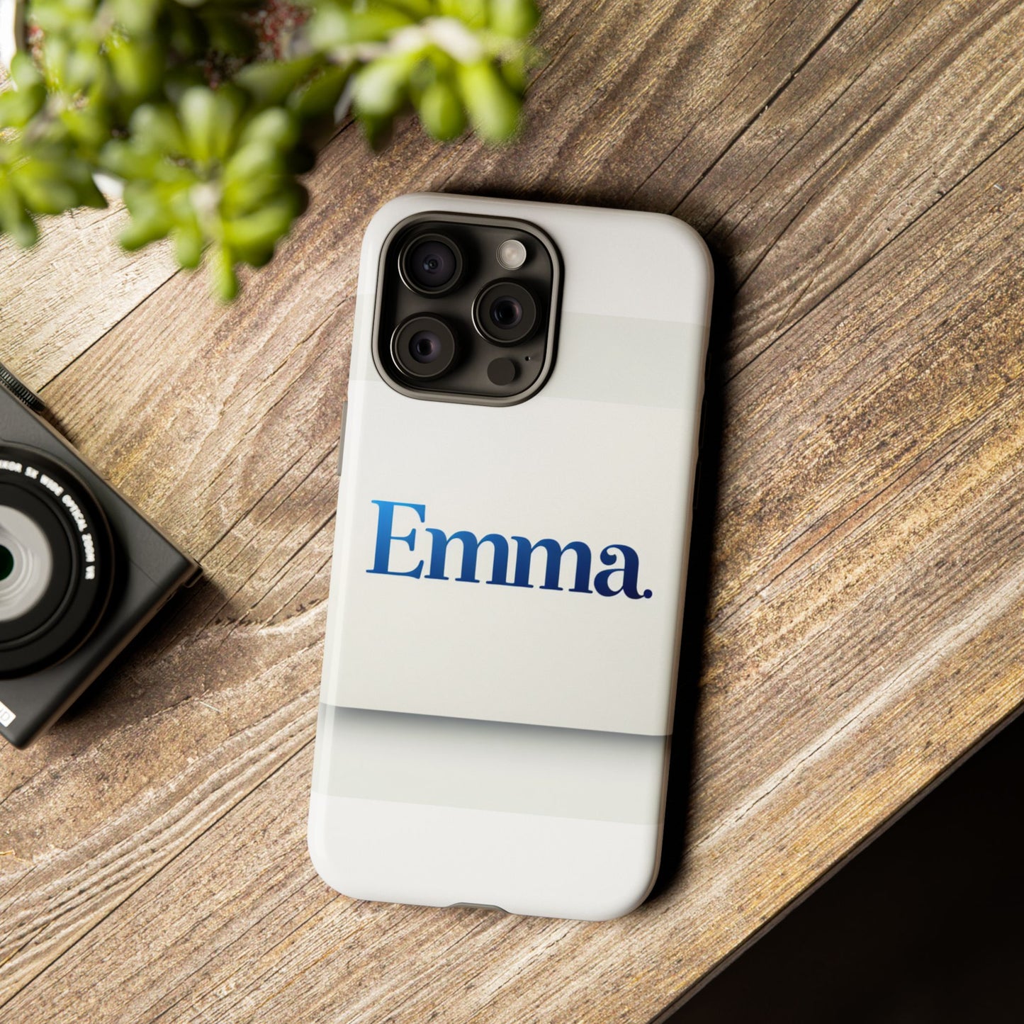 elegant personalised protective phone case in white with blue typography for stylish individuals compatible with iphone 13, 14, 15 & 16 – all models including pro, pro max & plus