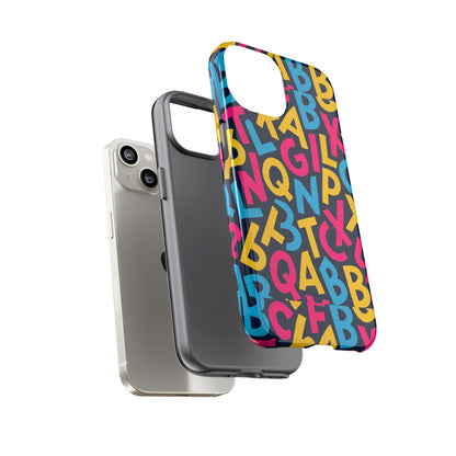 Multicolour 3D Wrap Phone Case with Playful Alphabet Design – Stylish Protection for Smartphones Compatible with iPhone 13, 14, 15 & 16 – All Models Including Pro, Pro Max & Plus