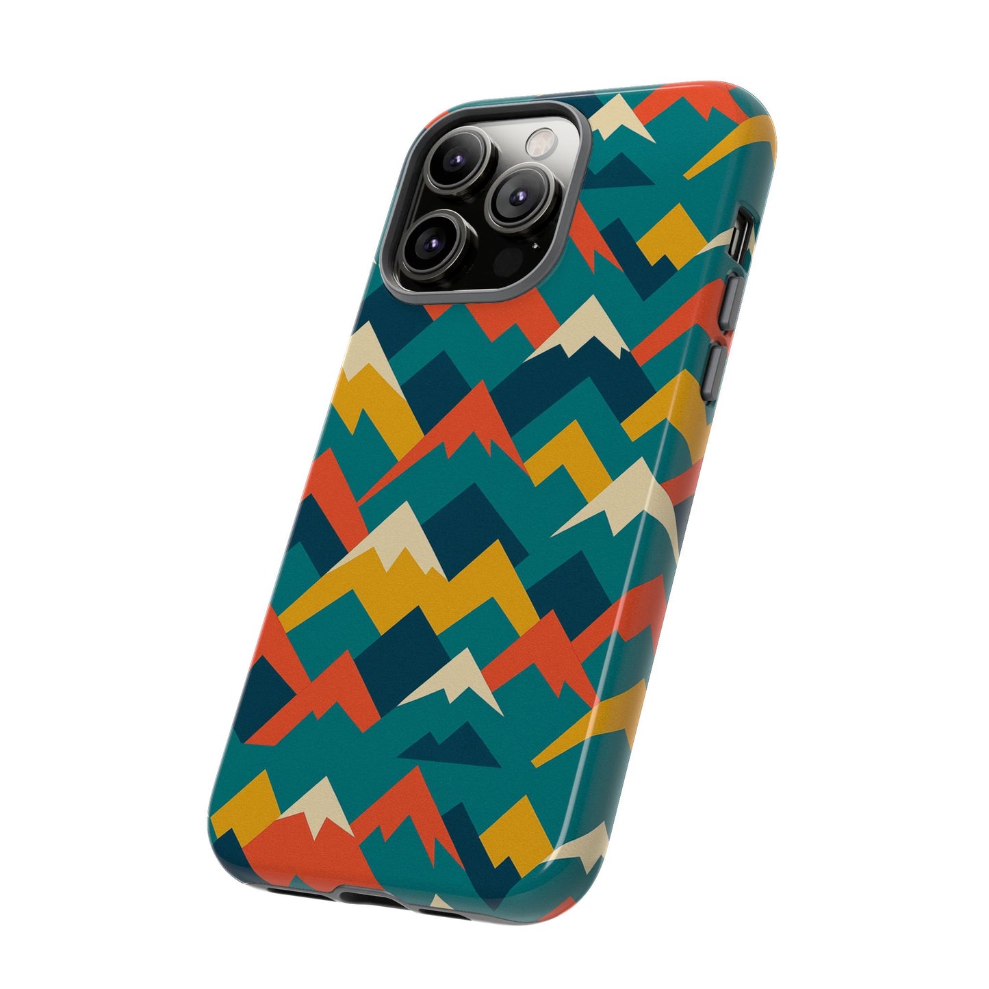 vibrant mountain pattern 3d wrap protective phone case stylish accessory for men and women compatible with iphone 13, 14, 15 & 16 – all models including pro, pro max & plus