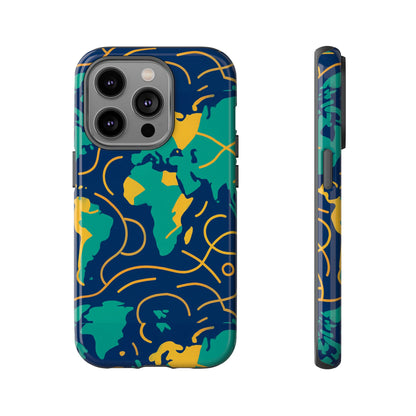 Multicolour Geometric Map 3D Wrap Protective Phone Case for Men and Women, Stylish Shockproof Accessory, Compatible with iPhone 13, 14, 15 & 16 – all models including Pro, Pro Max & Plus