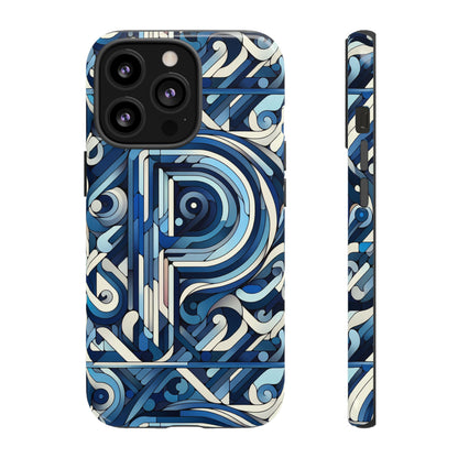 Blue Alphabet P Phone Case with 3D Wrap Design for Kids and Teens Durable Shockproof Protective Cover for Smartphones