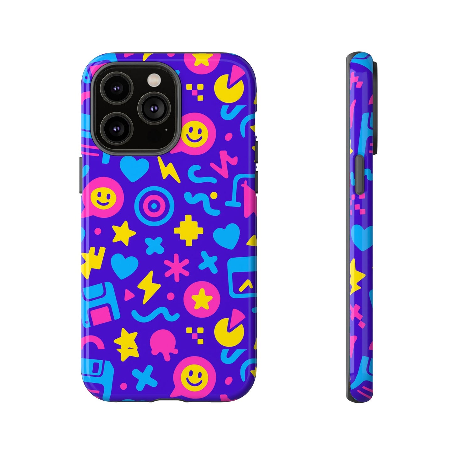 multicolor y2k protective phone case with 3d wrap design – fun and playful accessory compatible with iphone 13, 14, 15 & 16 – all models including pro, pro max & plus