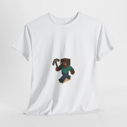 Unisex Heavy Cotton Tee - Retro Gamer Shirt with Pixelated Character for Gaming Enthusiasts and Casual Wear