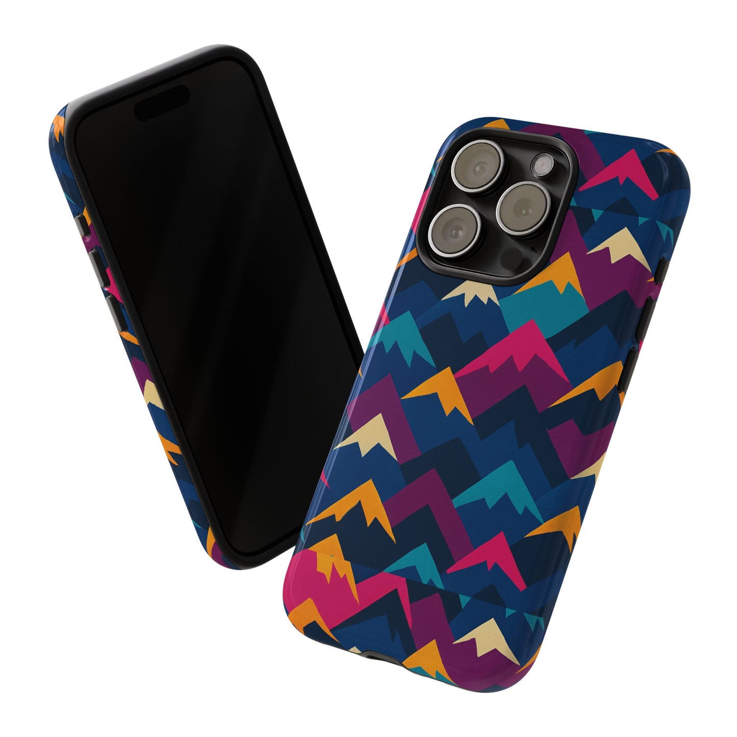 multicolour mountain geometric protective phone case – stylish accessory for unique self-expression compatible with iphone 13, 14, 15 & 16 – all models including pro, pro max & plus
