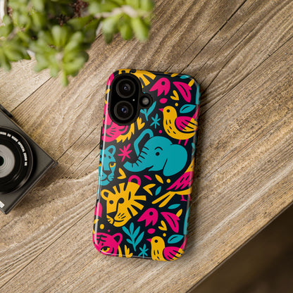 Vibrant 3D Animal Print Protective Phone Case Colourful Design for Stylish Protection Compatible with iPhone 13, 14, 15 & 16 – all models including Pro, Pro Max & Plus