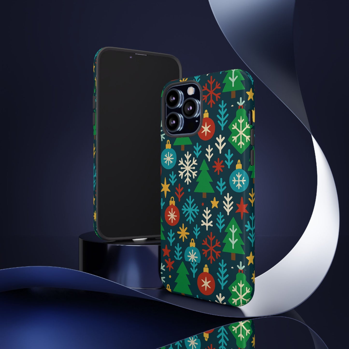 multicolour 3d wrap protective phone case with retro christmas design for stylish protection – compatible with iphone 13, 14, 15 & 16 – all models including pro, pro max & plus