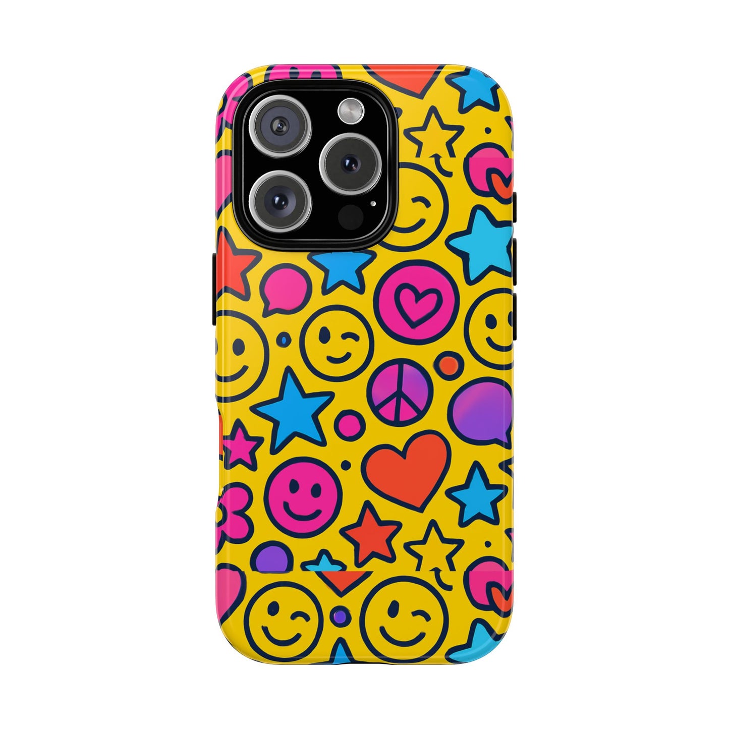 multicolour emoji protective phone case with 3d wrap design for stylish protection and individual expression compatible with iphone 13, 14, 15 & 16 – all models including pro, pro max & plus