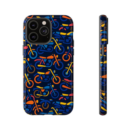 Colourful 3D Motorcycle Print Protective Phone Case for Creative Individuals – Stylish Protection Compatible with iPhone 13, 14, 15 & 16 – All Models Including Pro, Pro Max & Plus
