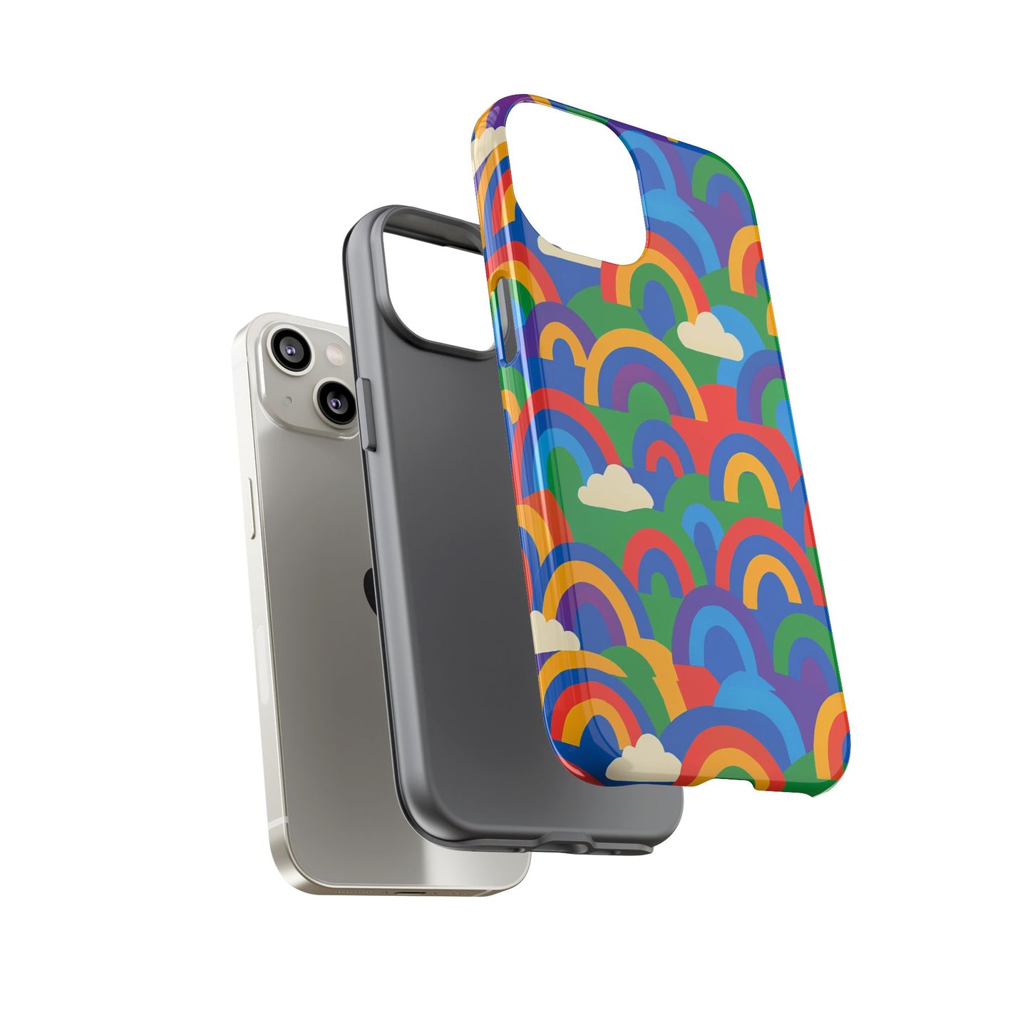 multicolour 3d rainbow phone case for trendy men and women unique playful design stylish protection compatible with iphone 13, 14, 15 & 16 – all models including pro, pro max & plus