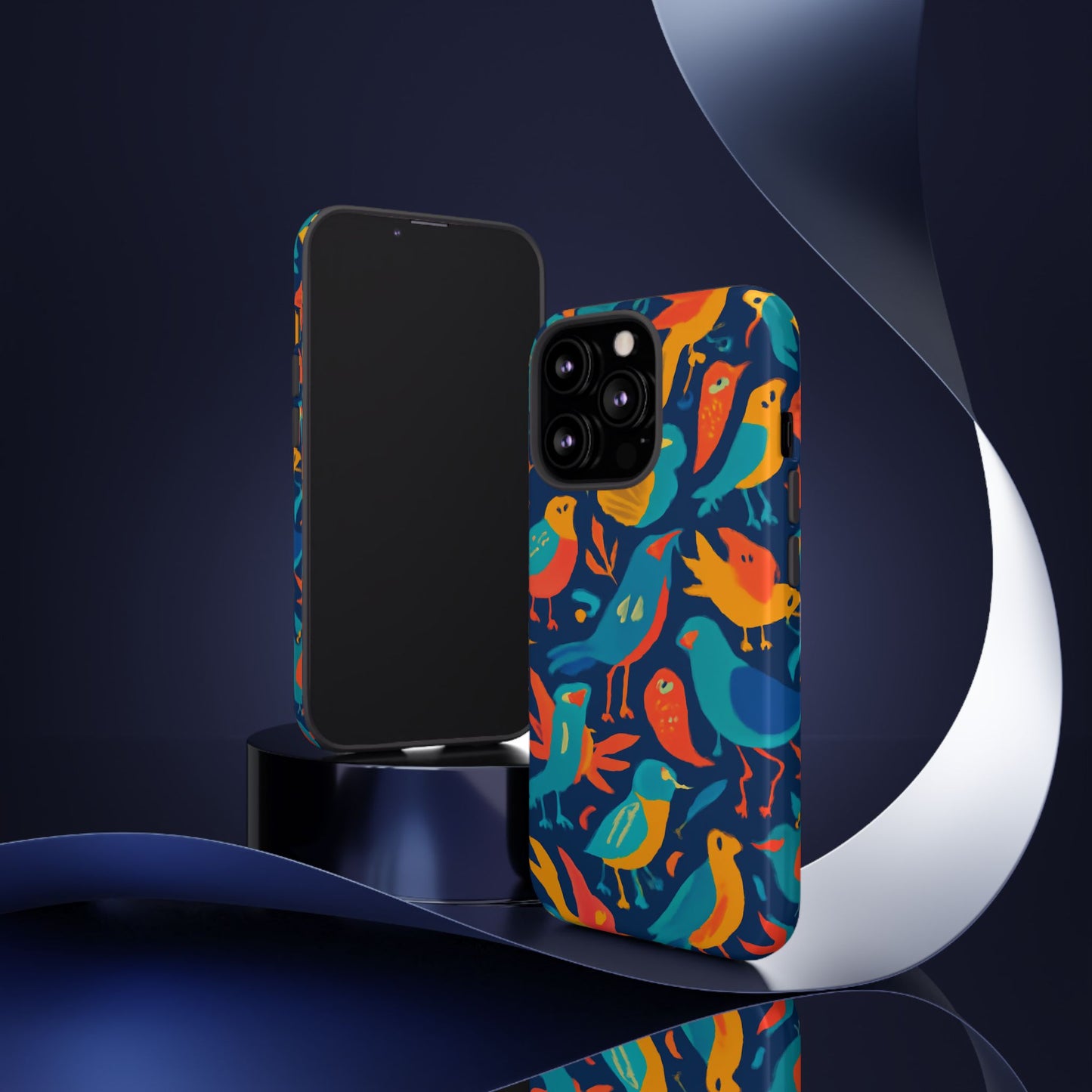 vibrant multicolour bird design phone case for stylish protection – compatible with iphone 13, 14, 15 & 16 – all models including pro, pro max & plus