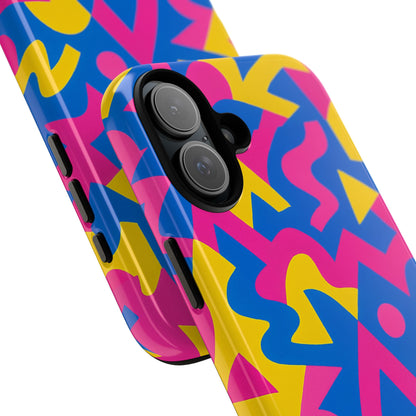 Vibrant Y2K Geometric Protective Phone Case with 3D Wrap Design for Unique Style Compatible with iPhone 13, 14, 15 & 16 – all models including Pro, Pro Max & Plus