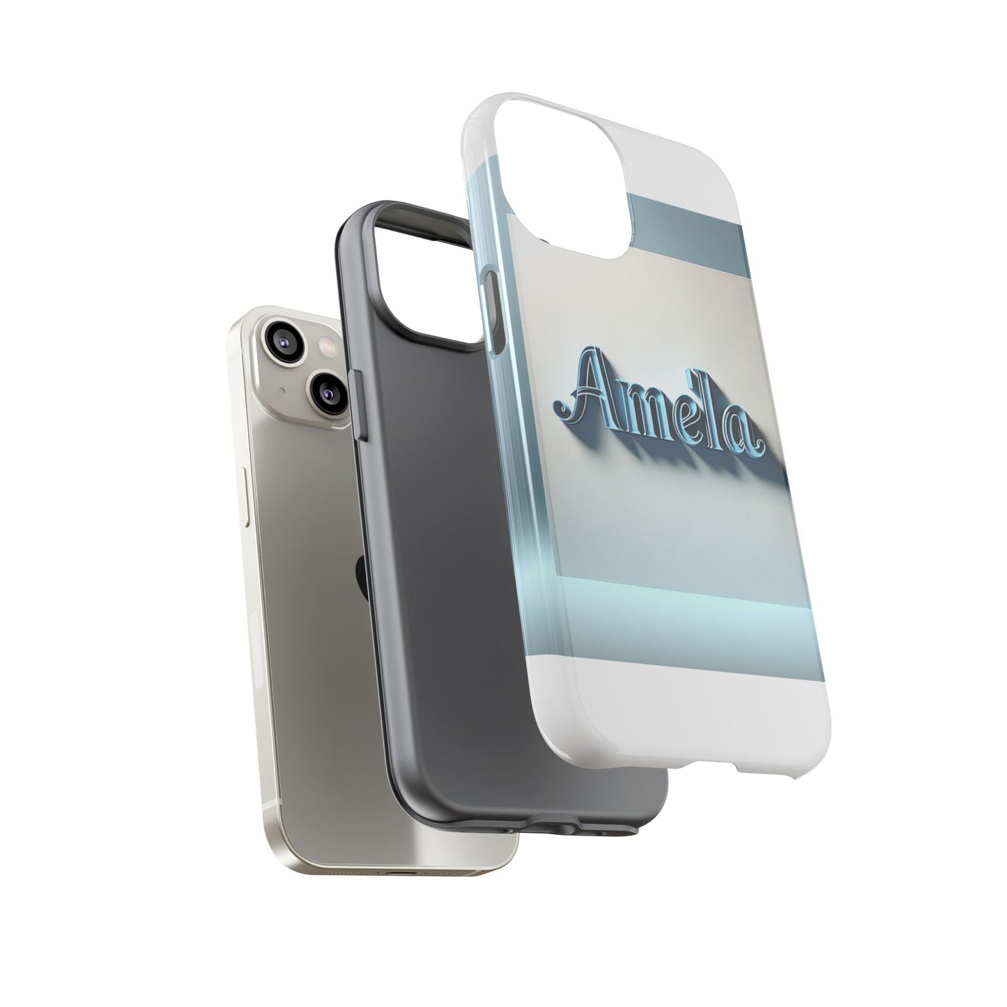sleek 3d glossy phone case in blue with elegant name design fashion accessory for personal expression compatible with iphone 13, 14, 15 & 16 – all models including pro, pro max & plus