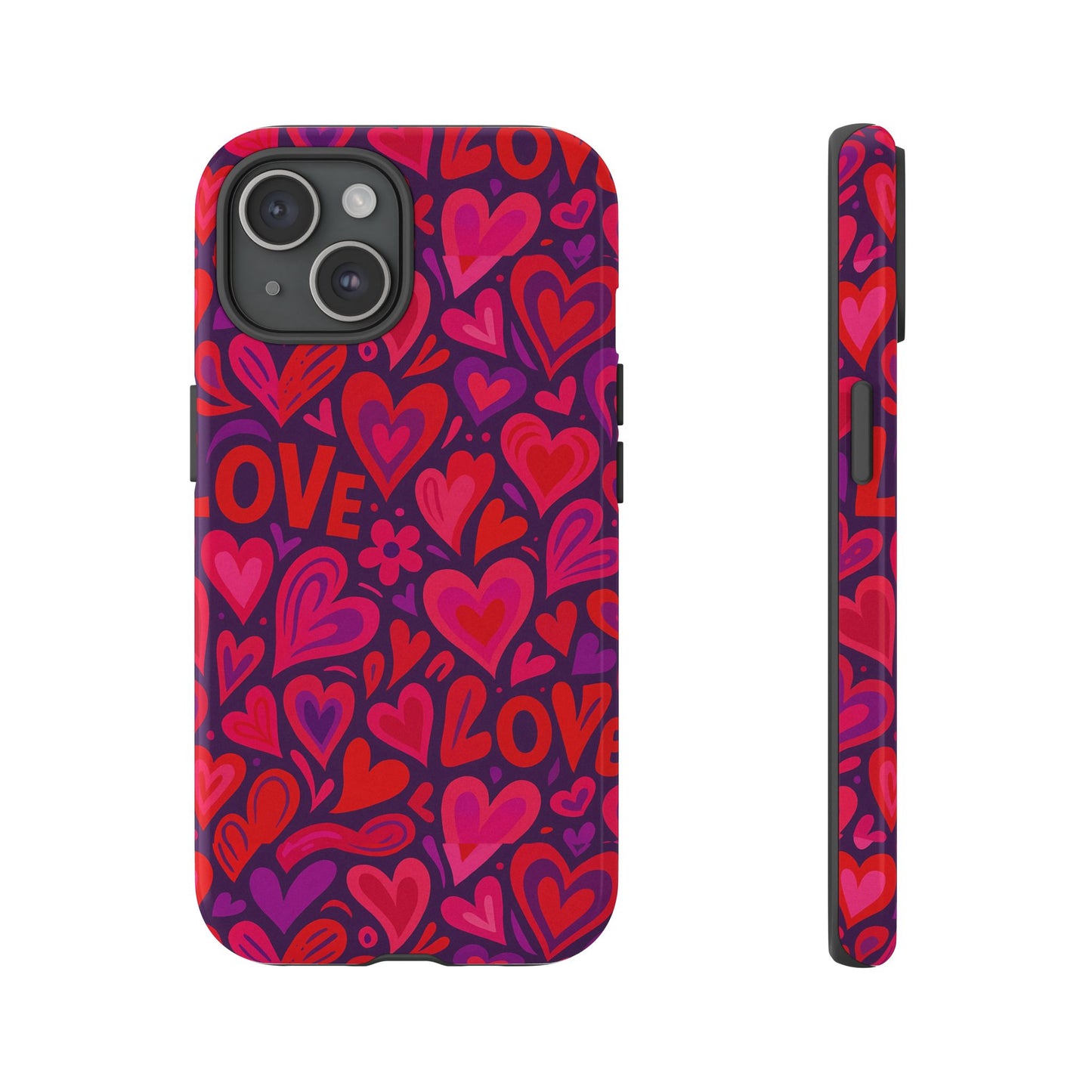 multicolour 3d heart pattern protective phone case for smartphones – vibrant design for stylish protection, compatible with iphone 13, 14, 15 & 16 – all models including pro, pro max & plus