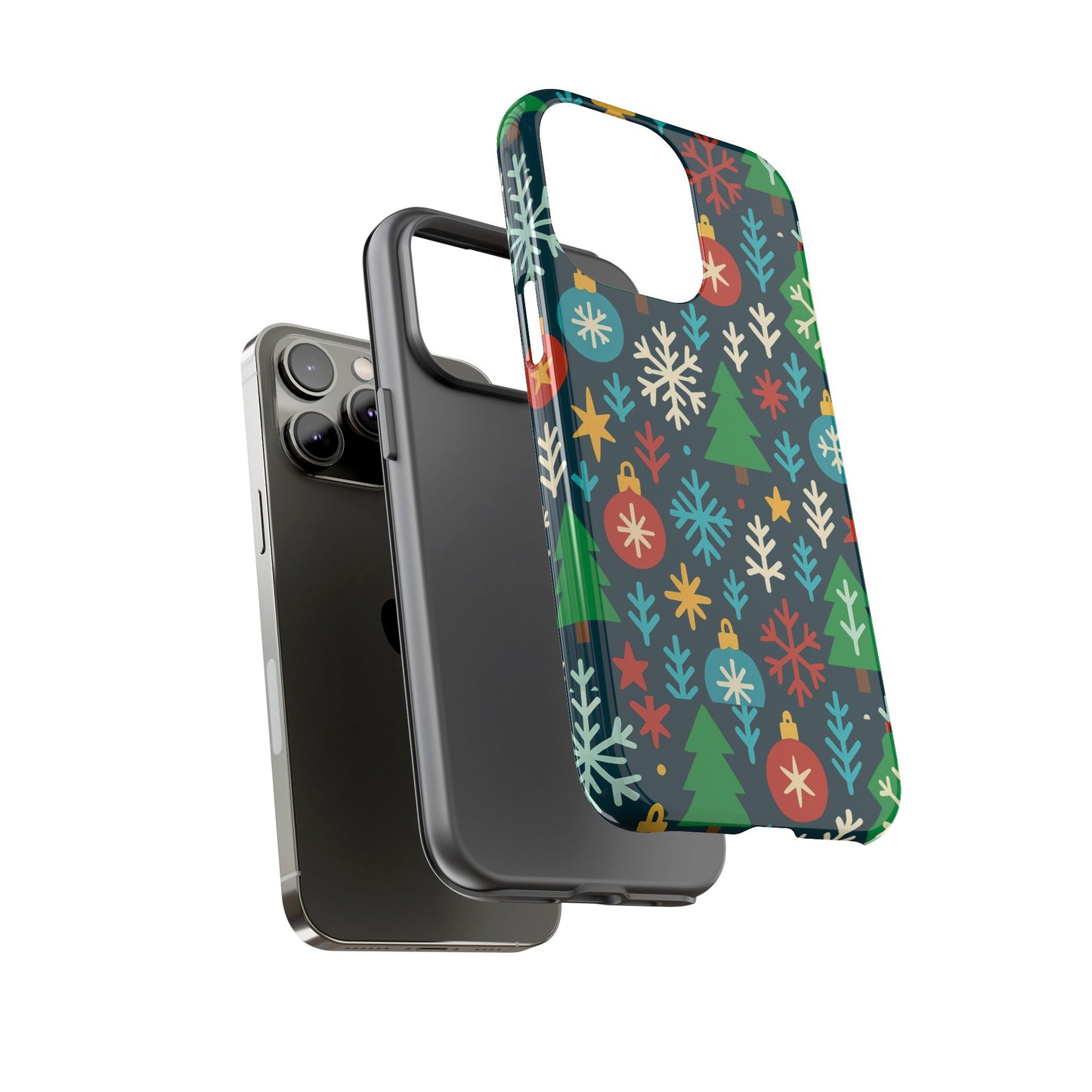 multicolour 3d wrap protective phone case with retro christmas design for stylish protection – compatible with iphone 13, 14, 15 & 16 – all models including pro, pro max & plus
