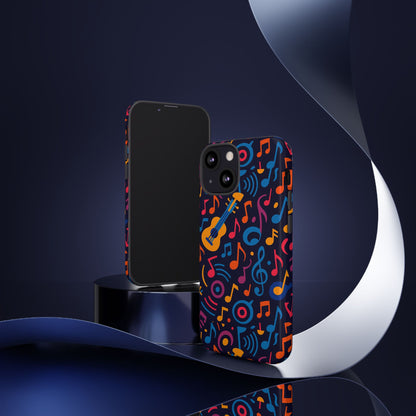 Vibrant 3D Music Design Protective Phone Case for Music Lovers Stylish Accessory Compatible with iPhone 13, 14, 15 & 16 – all models including Pro, Pro Max & Plus