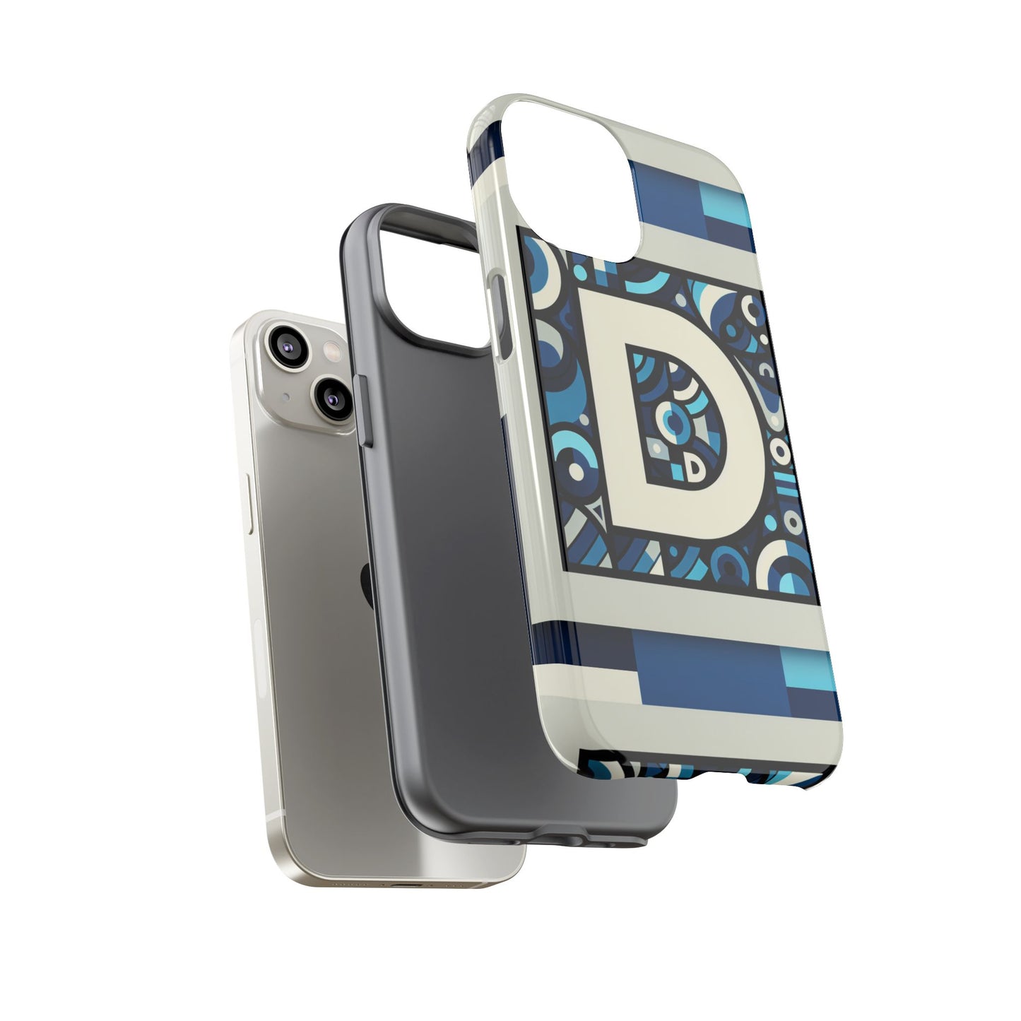 blue alphabet letter d phone case with 3d wrap and shock protection for kids and teens