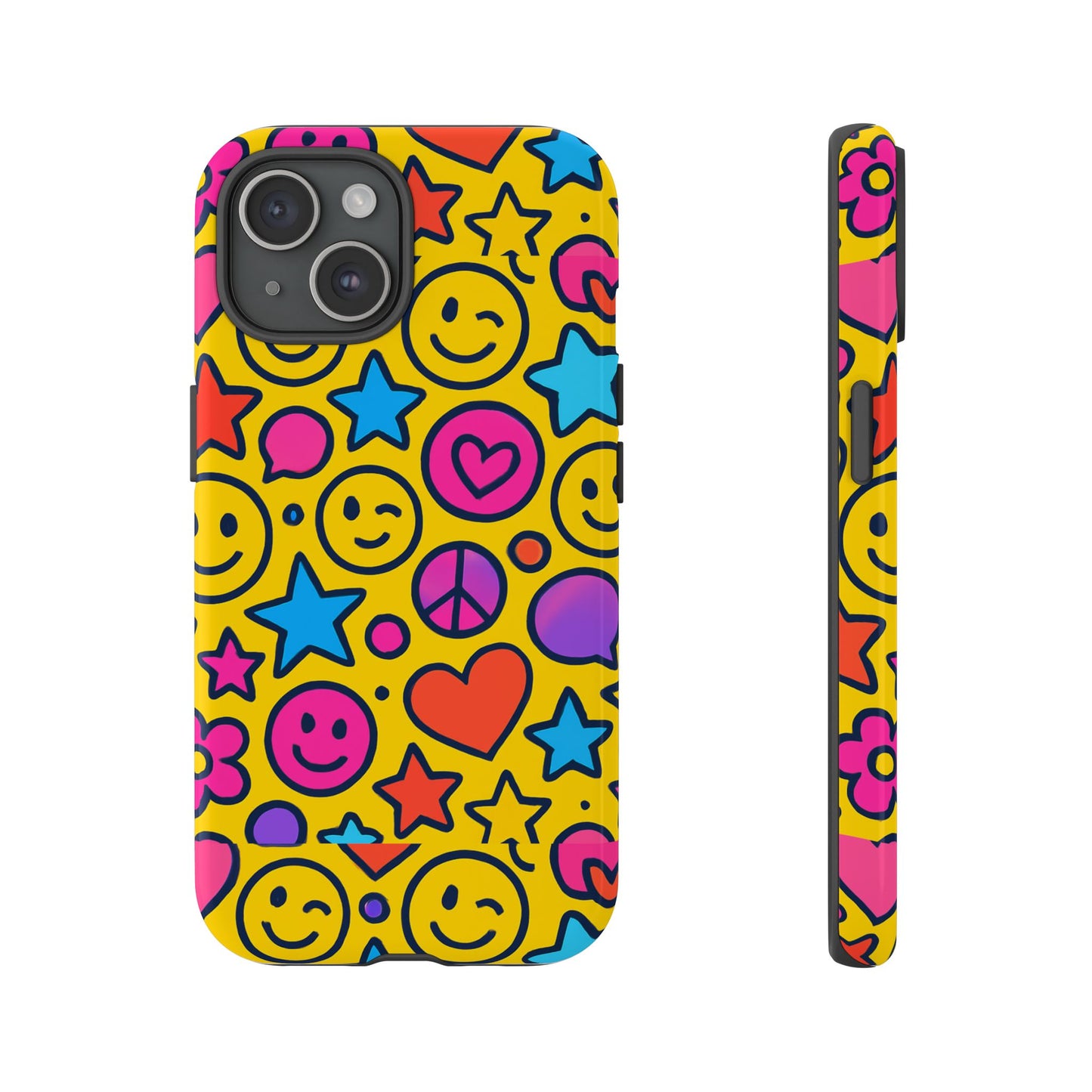multicolour emoji protective phone case with 3d wrap design for stylish protection and individual expression compatible with iphone 13, 14, 15 & 16 – all models including pro, pro max & plus