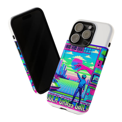 Touch Grass Daily 3D Wrap Protective Phone Case for Smartphones, Durable Shock Absorption, UV Protected, Unique Anime Design, Fun Gift for Tech Enthusiasts
