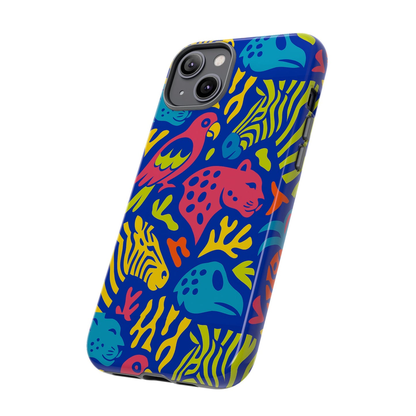 vibrant animal print protective phone case for stylish protection with multicolour design – compatible with iphone 13, 14, 15 & 16 – all models including pro, pro max & plus