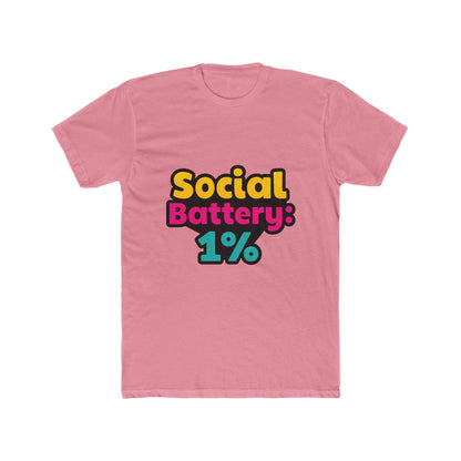 Social Battery 1% Meme Unisex T-Shirt – Multicolor Graphic Tee, Funny Casual Tee for Men and Women, Humorous T-Shirt for Everyday Wear, Sizes S-XXL