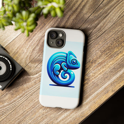 Vibrant 3D Chameleon Phone Case in Blue Retro Design for Stylish Protection – Compatible with iPhone 13, 14, 15 & 16 – all models including Pro, Pro Max & Plus
