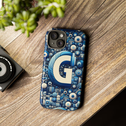 Blue Alphabet G Phone Case for iPhone and Android Shockproof Protective Cover with 3D Wrap Design and UV Protection