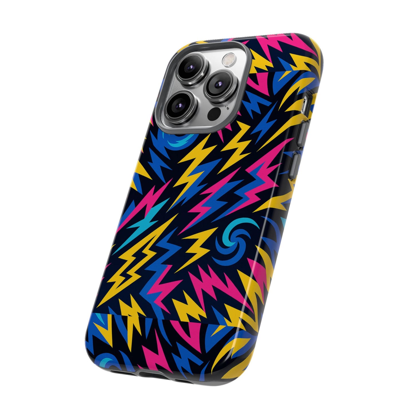vibrant lightning bolt protective phone case with 3d wrap design for trendy aesthetic accessories compatible with iphone 13, 14, 15 & 16 – all models including pro, pro max & plus