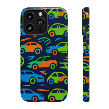Vibrant 3D Car Pattern Protective Phone Case for Expressive Individuals Stylish Accessory Compatible with iPhone 13, 14, 15 & 16 – all models including Pro, Pro Max & Plus