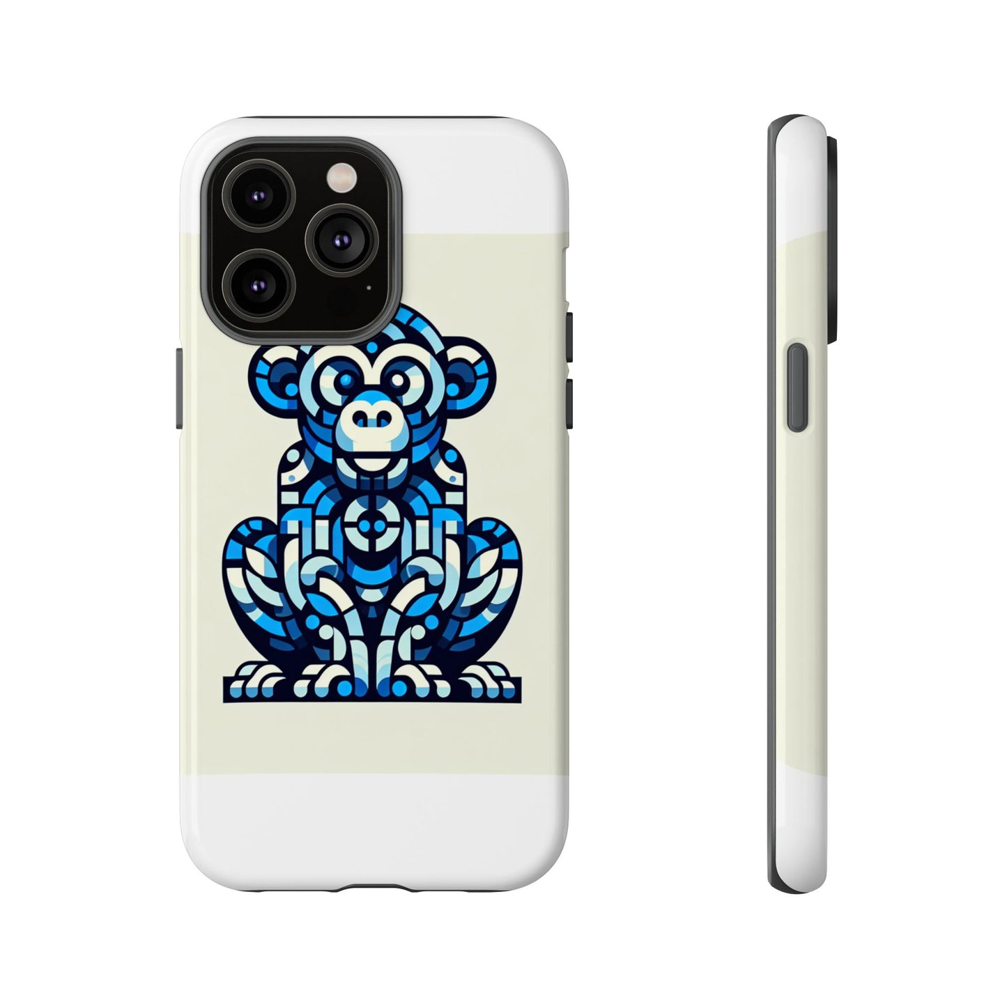vibrant blue 3d wrap phone case with playful monkey design for creative individuals compatible with iphone 13, 14, 15 & 16 – all models including pro, pro max & plus