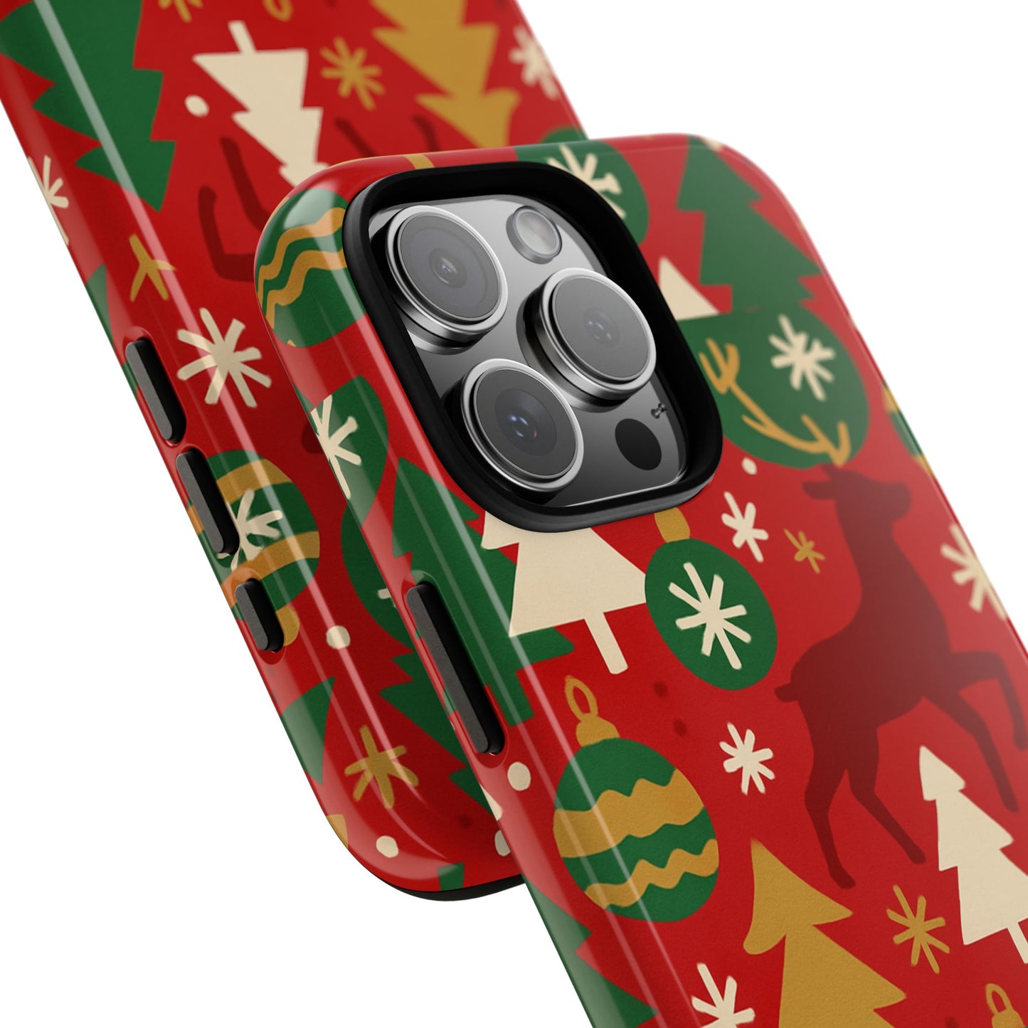 vibrant red christmas phone case with festive 3d design for stylish protection compatible with iphone 13, 14, 15 & 16 – all models including pro, pro max & plus