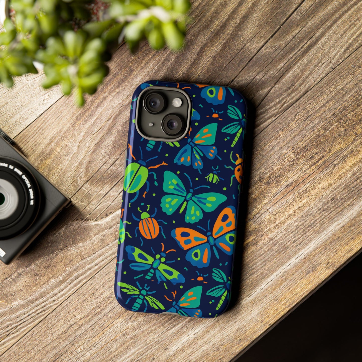 vibrant insect pattern protective phone case for stylish protection – multicolour 3d design compatible with iphone 13, 14, 15 & 16 – all models including pro, pro max & plus