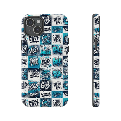 Vibrant 3D Wrap Phone Case in Blue with Playful Retro Design for Stylish Protection Compatible with iPhone 13, 14, 15 & 16 – all models including Pro, Pro Max & Plus