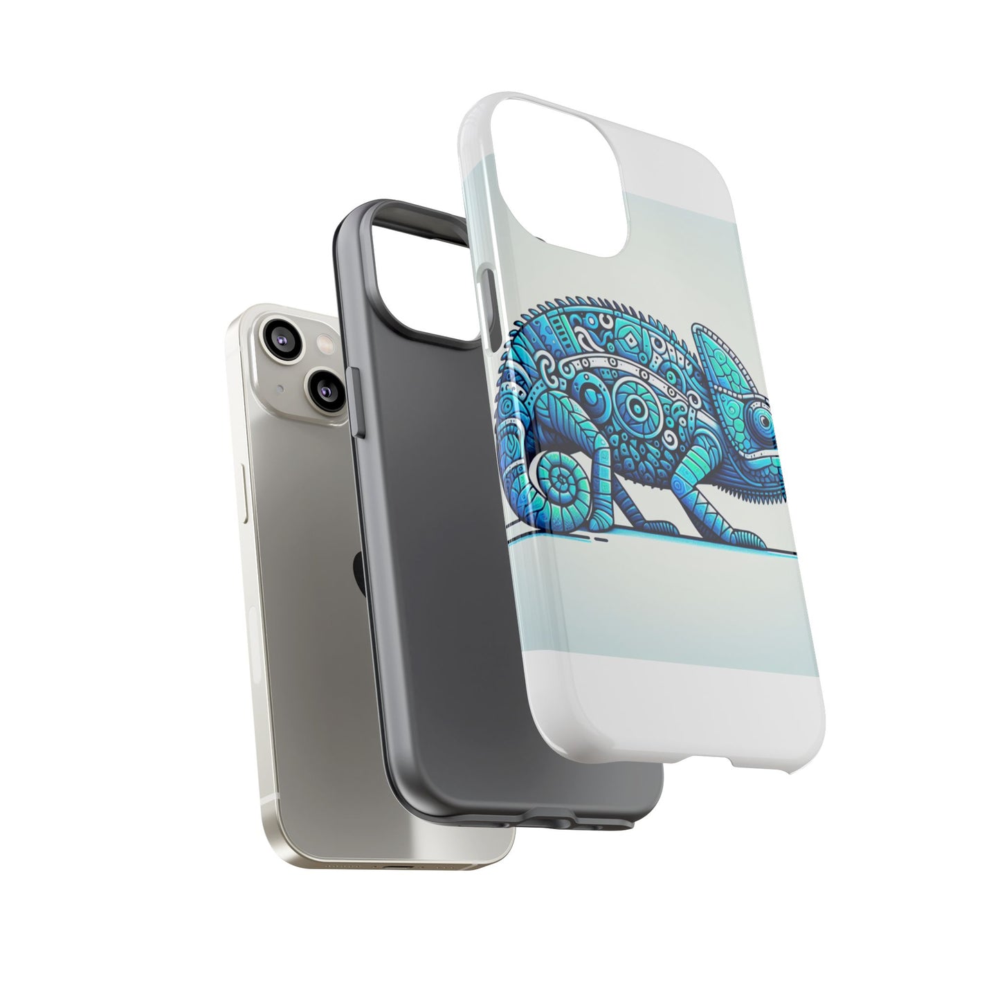 vibrant 3d chameleon print glossy phone case for eye-catching protection compatible with iphone 13, 14, 15 & 16 – all models including pro, pro max & plus